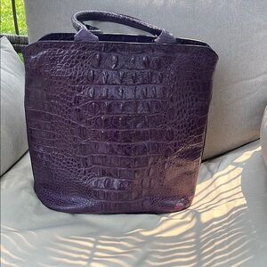 Elegant Purple Crocodile-Embossed Tote Bag